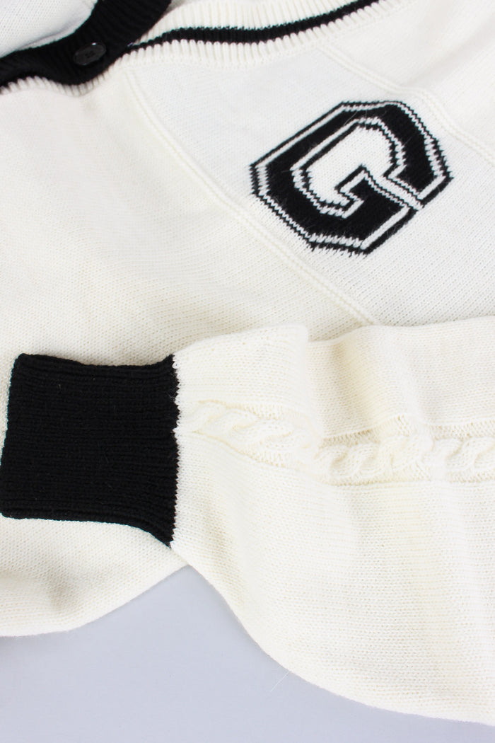 Cardigan College Bicolore Off White-2