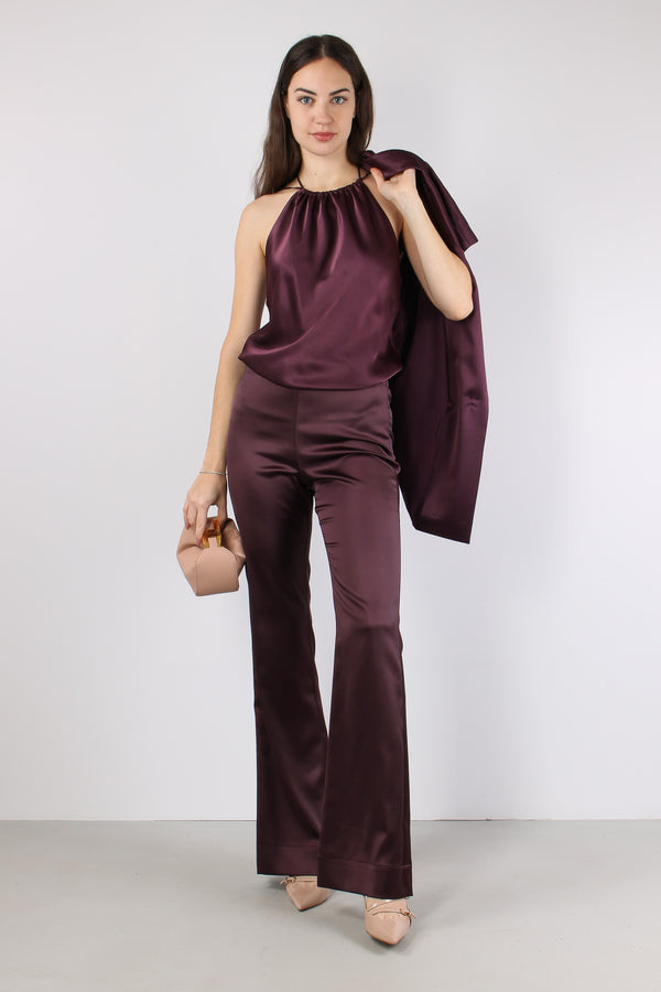 Carota Top Satin Smanicato Bordeaux