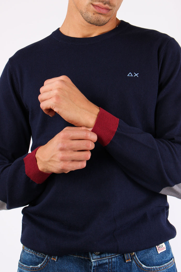 Maglia Misto Lana Toppa Contra Navy Blue-6