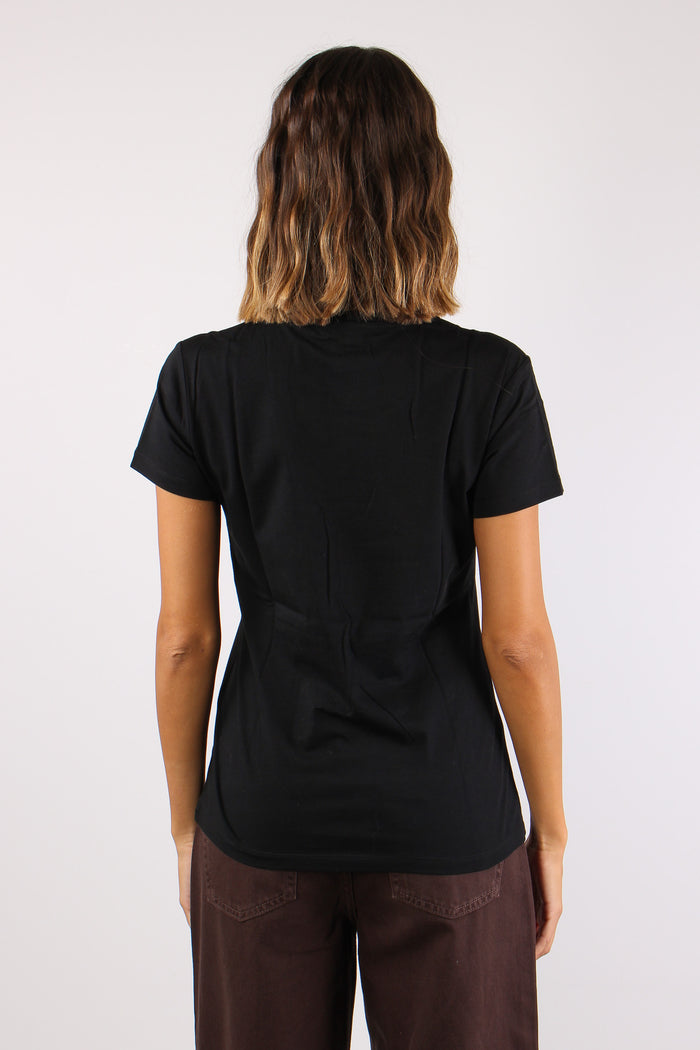 T-shirt Logo Strass Nero Liujo-4