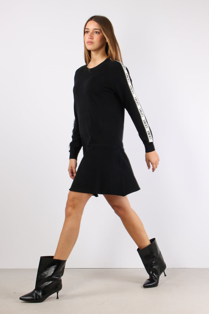 Abito In Maglia Logo Manica Nero/bianco-3