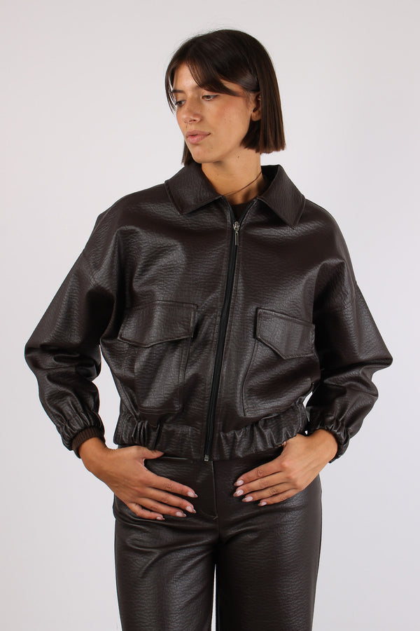 Bomber Pelle Martellata Moro-2