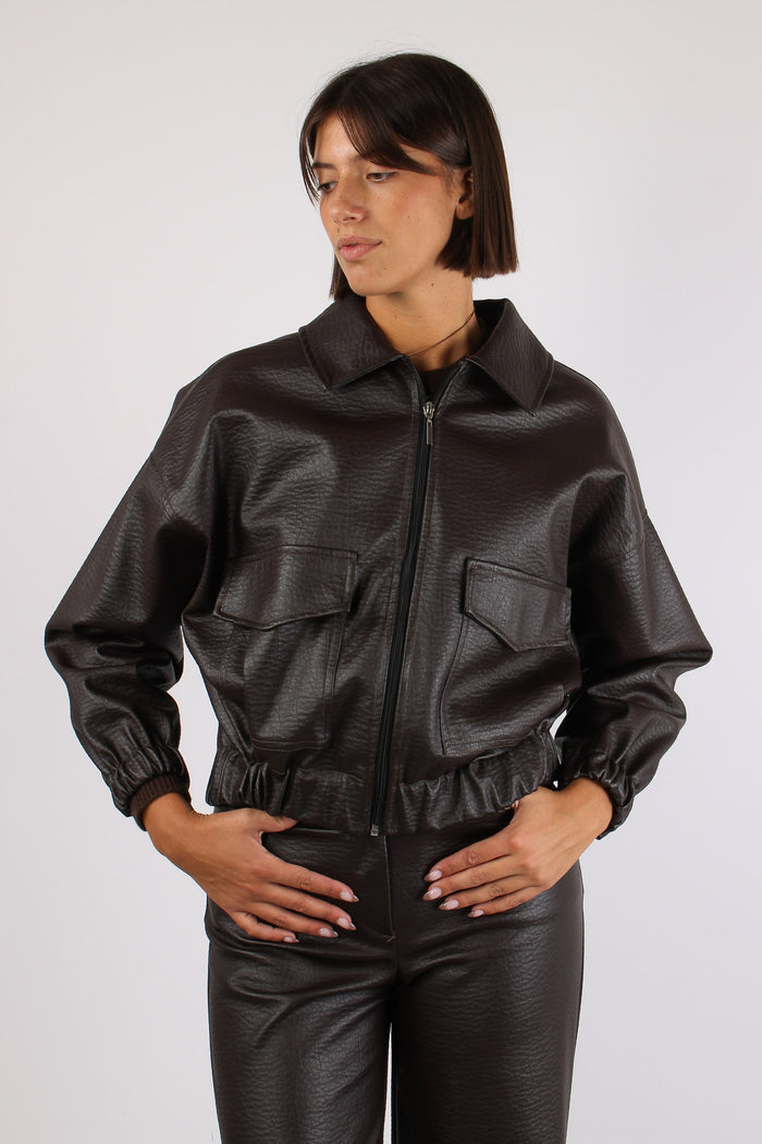 Bomber Pelle Martellata Moro-2