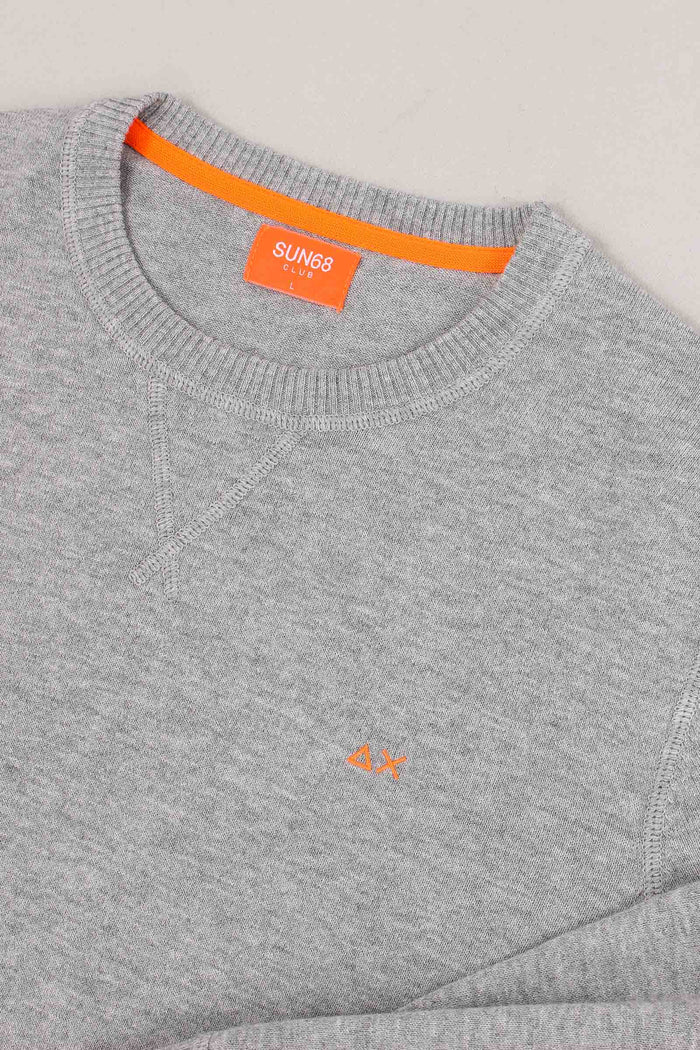 Maglia Girocollo Effetto Felpa Grigio-7