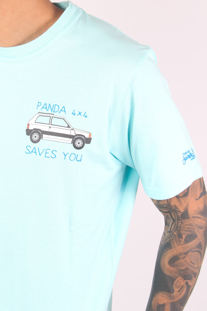 T-shirt Panda Save Azzurro-8