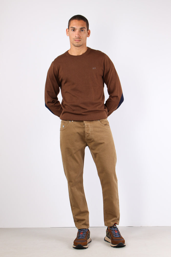 Maglia Misto Lana Toppa Contra Marrone-5