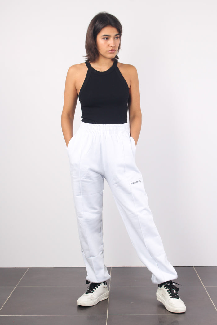 Pantalone Felpa Nervature Bianco-5
