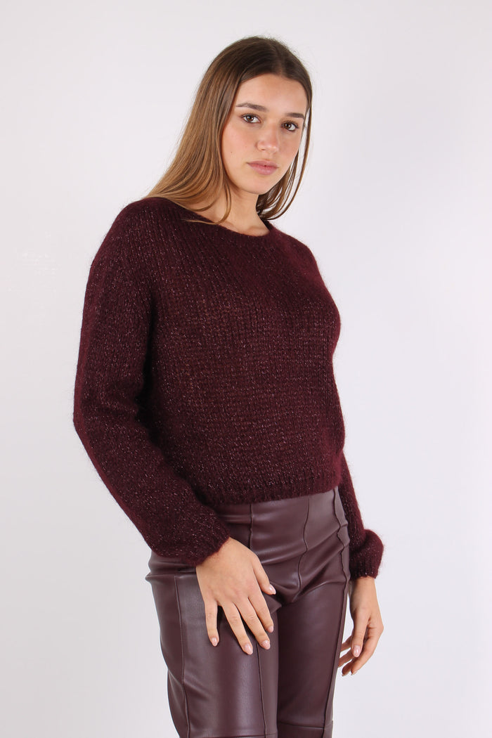 Maglia Scatoletta Filo Lurex Vino-7
