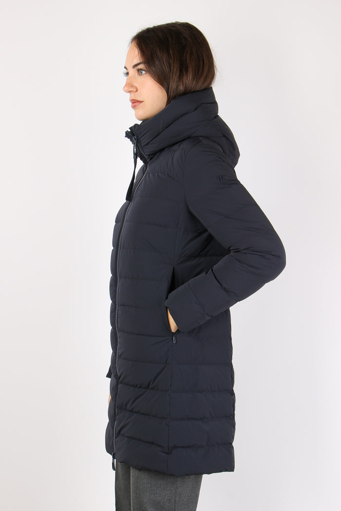 Piumino Lungo Trapunta Blu Scuro-9