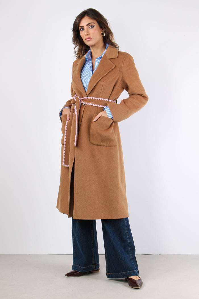 Cappotto Vestaglia Impunture Cammello-6