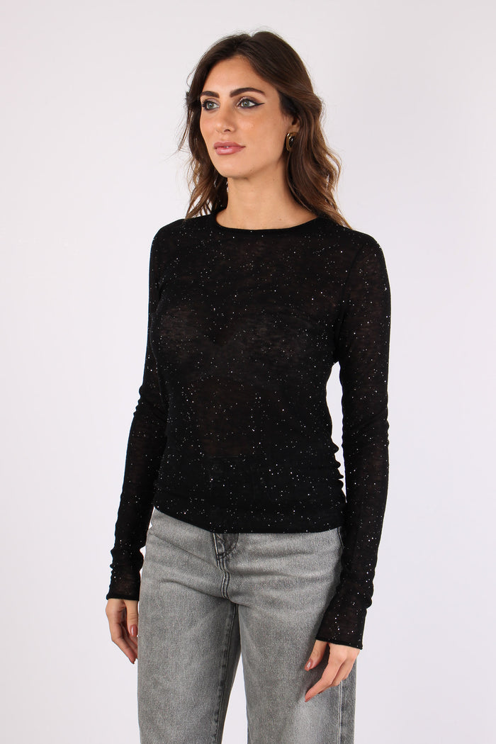 Moss Maglia Girocollo Strass Nero Limousine-6