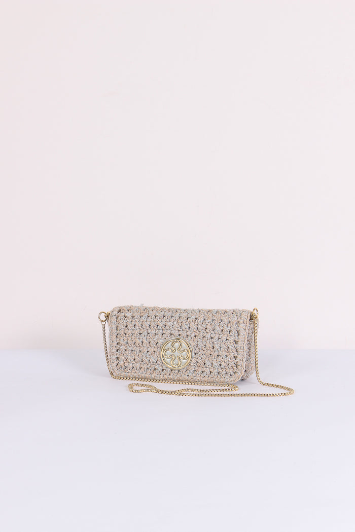 Greta Pochette Crochet Laminat Argento-6