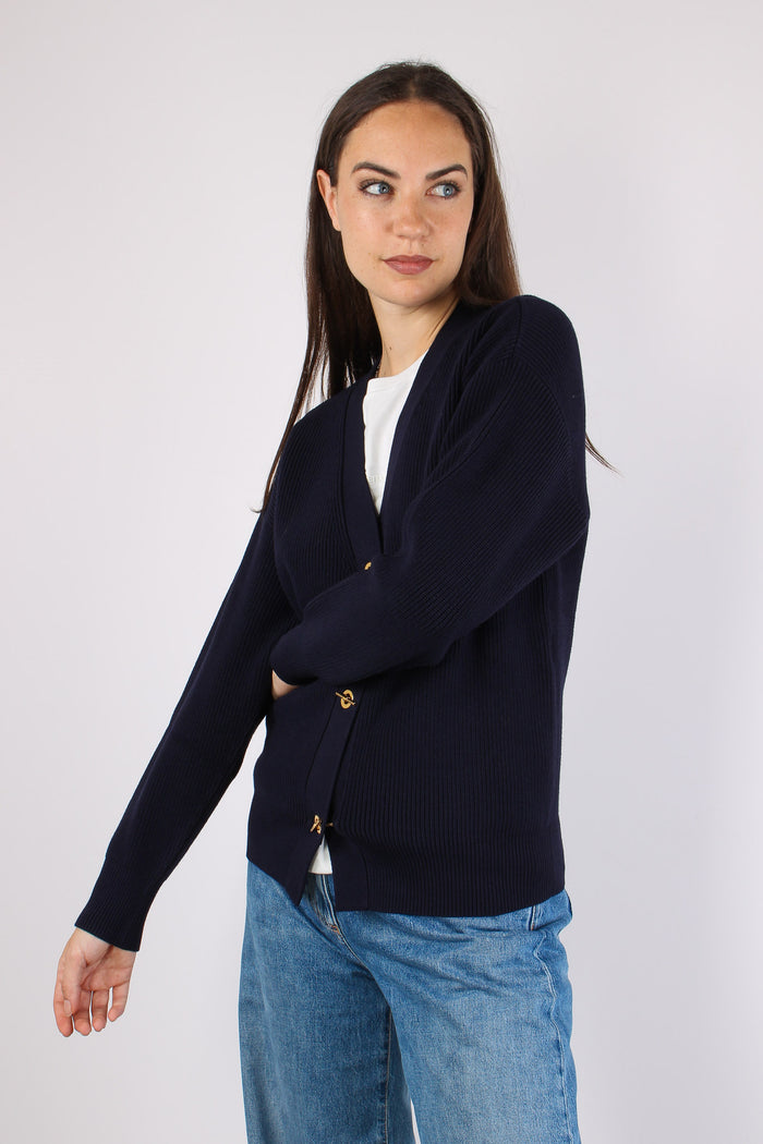 Cardigan Bottoni Gioiello Blu Notte-3