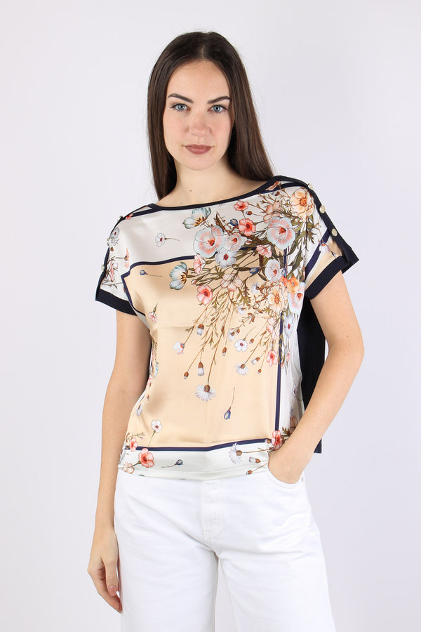 T-shirt Inserto Fantasia Blu/bloom