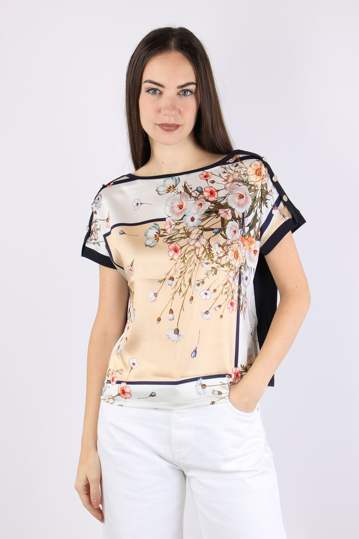 T-shirt Inserto Fantasia Blu/bloom