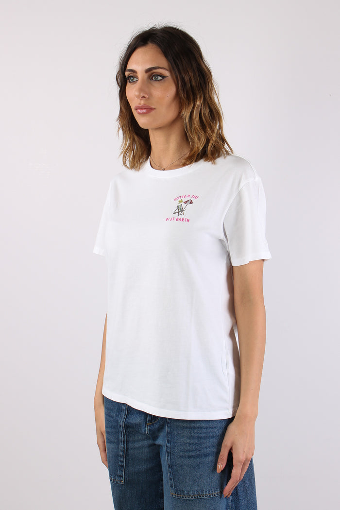 T-shirt Scritta Ricamo Strass Sole-4