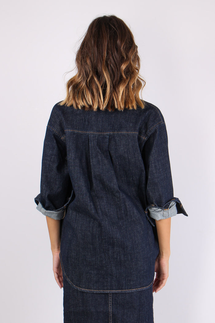 Camicia Over Denim Denim Scuro-5