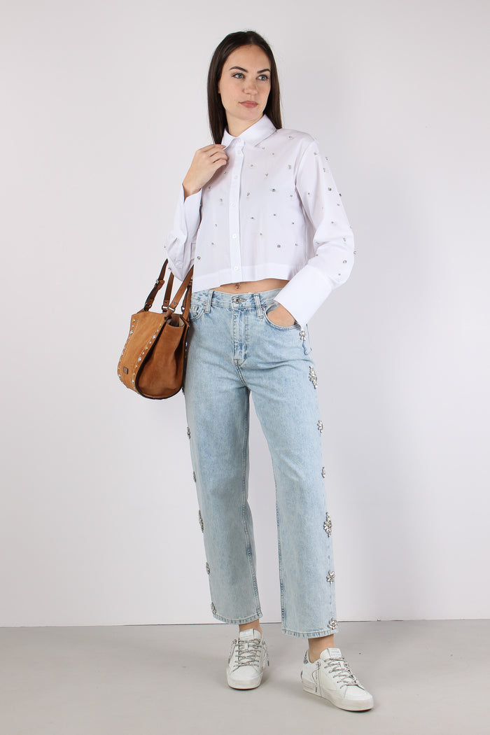Jeans Castoni Laterali Denim Blu