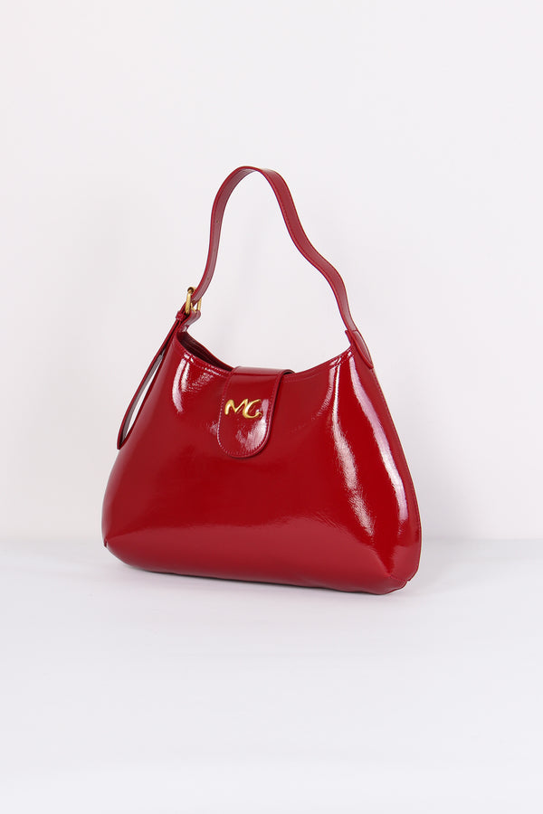 Borsa Mezzaluna Media Vernice Rosso Cheri-2