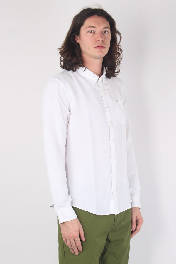 Camicia Misto Lino Bianco-2