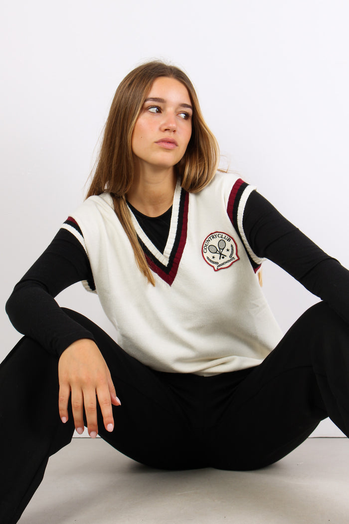 Gilet Patch Tennis Bianco Burro-3