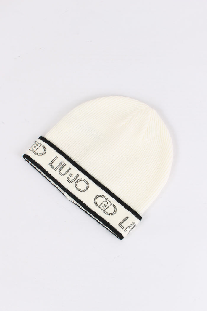 Cuffia Costina Logo Strass Bianco/nero-3