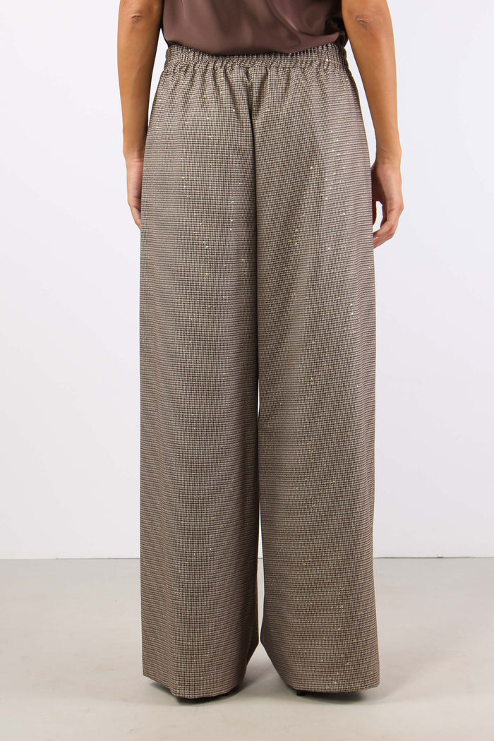 Pantalone Elastico Vita Pied D Beige/bordeaux-4