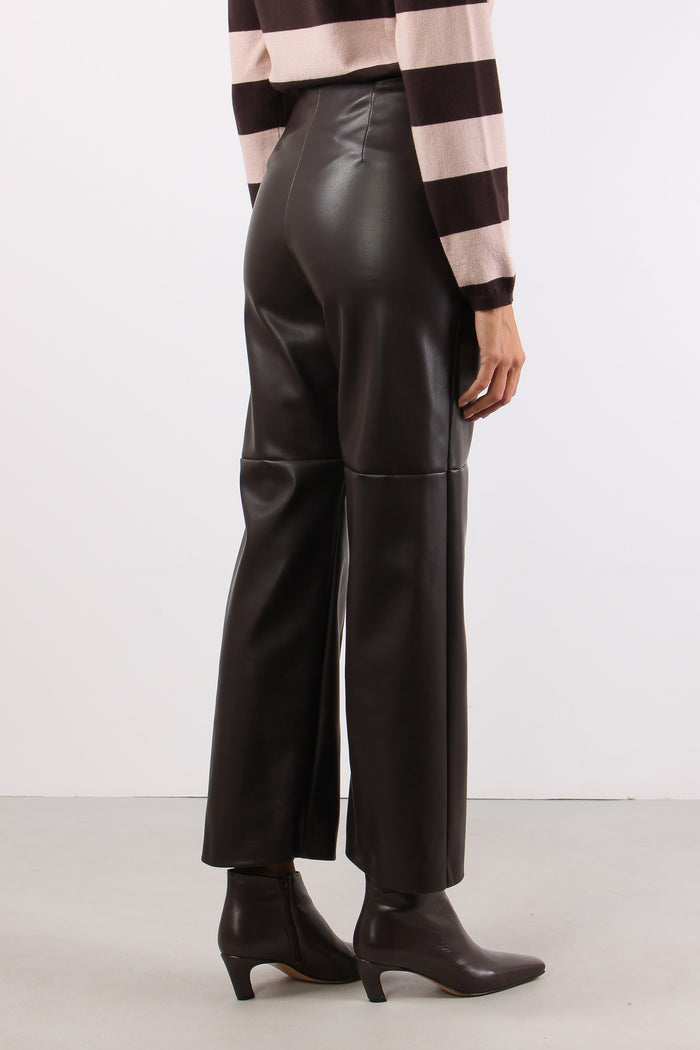 Pantalone Ecopelle Cuciture Moro-5
