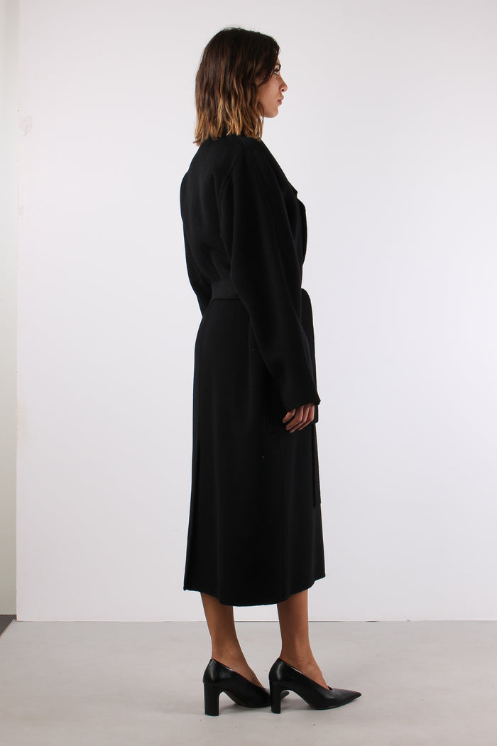Cappotto Lungo Cintura Nero-7