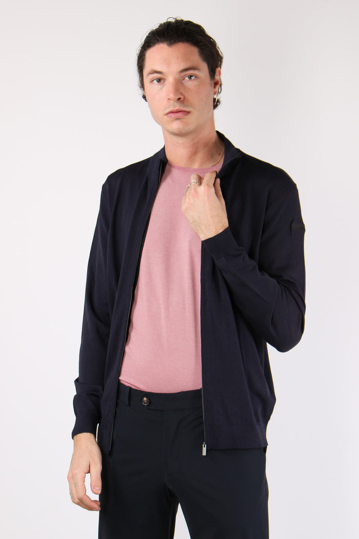 Maglia Full Zip Tessuto Tecnico Blue-3