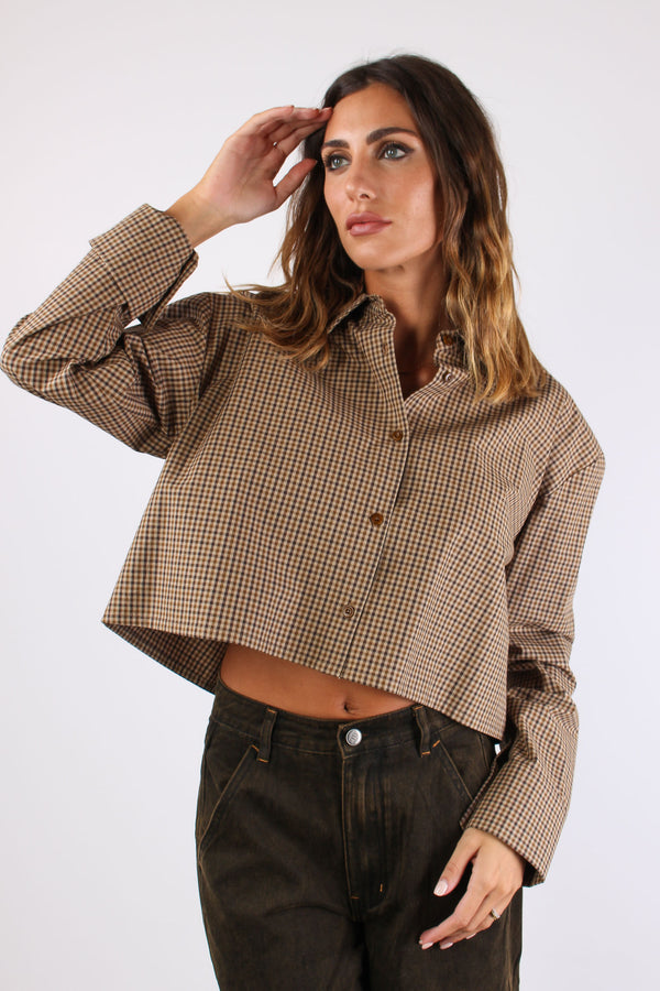 Camicia Microquadro Cammello-2