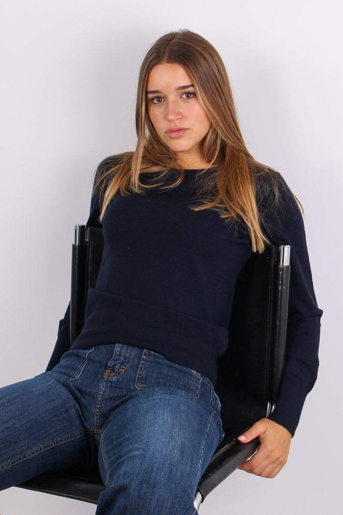 Maglia Girocollo Viscosa Blu-7