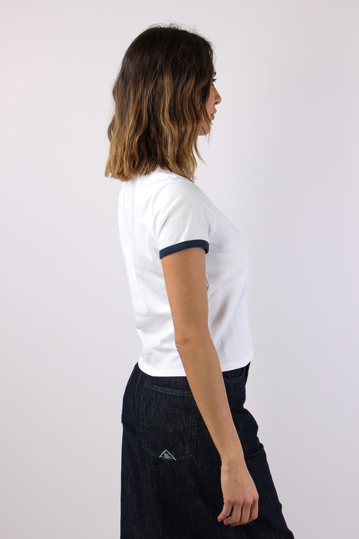 T-shirt Profilo Contrasto Bianco/blu-6