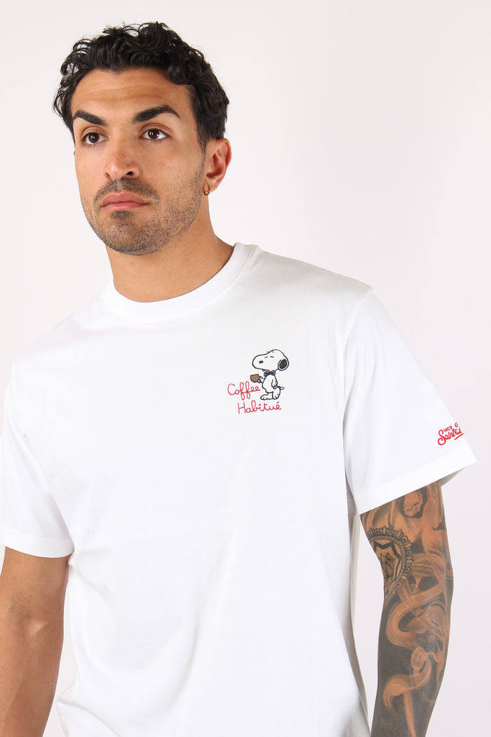 T-shirt Scritta Ricami Snoopy Caffe-7