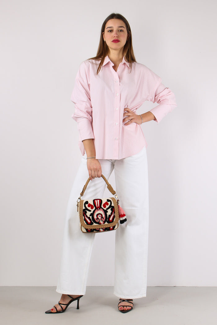 Camicia Riga Fiocchetti Latera Bianco/rosa