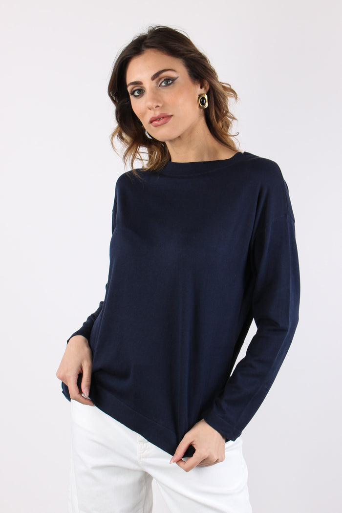 Wkdlepre Maglia Seta Cotone Blu-7