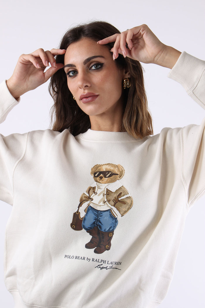 Felpa Stampa Orso Antique Cream-6