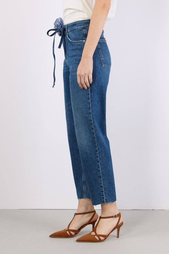 Jeans Straight Stripe Denim Scuro-6