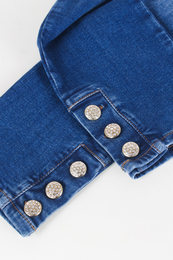 Jeans Classy Bottone Fondo Denim Medio-9