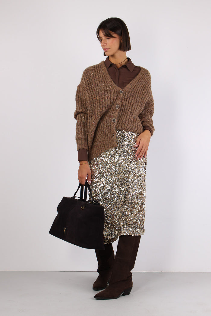 Cardigan Effetto Mulinee Visone-3