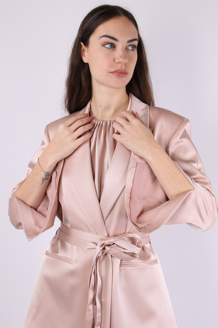 Rapa Giacca Cintura Satin Rosa Mogano-8