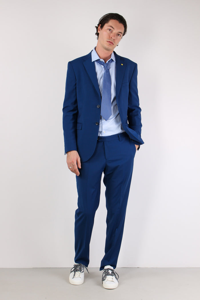 Abito Misto Lana Slim Blu Aperto-4