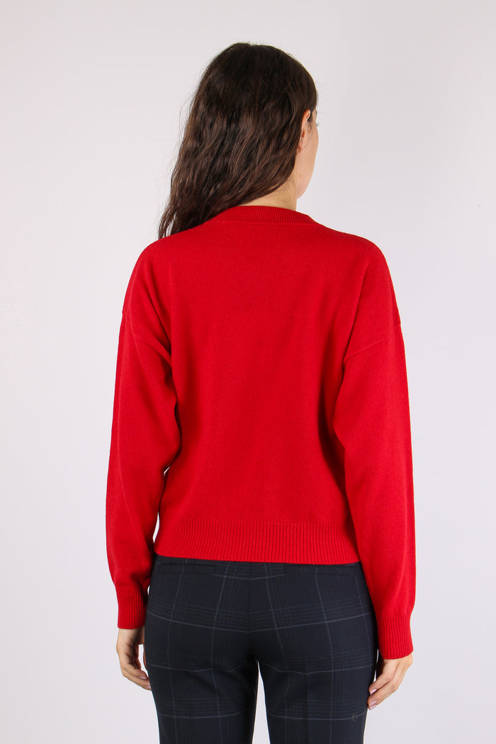 Mllbuono Maqglia Scollo V Rosso-5