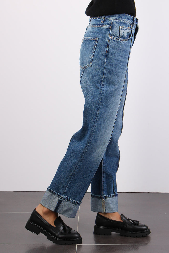 Jeans Cropped Risvolto Denim Blue Dark-4