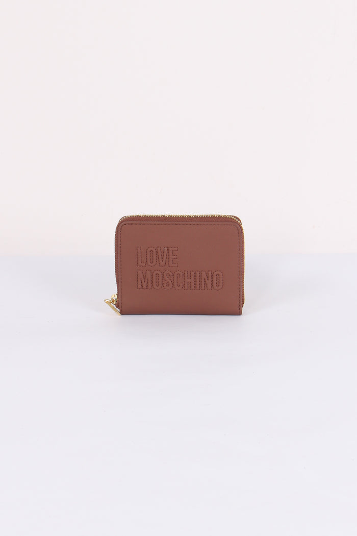 Zip Around Mini Logo Cuoio
