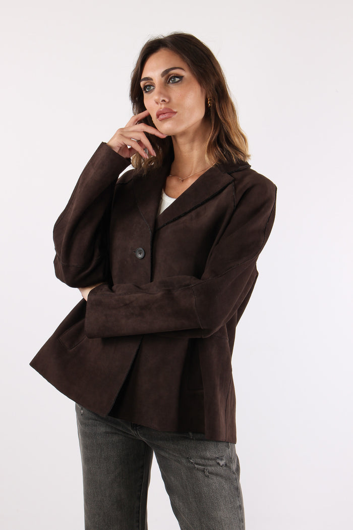 Giacca Monopetto Suede Dark Brown-9