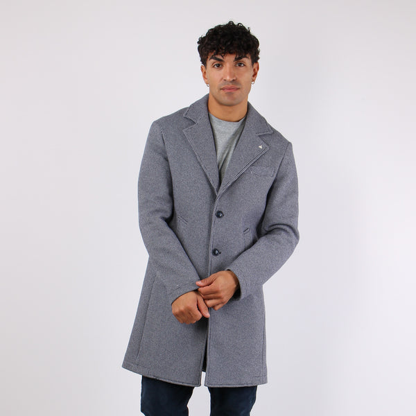 Cappotto Monopetto Puntinato Blu-2