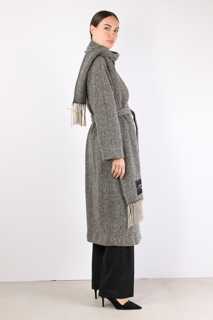 Zenica Cappotto Spinato Cintur Nero/cacha-3