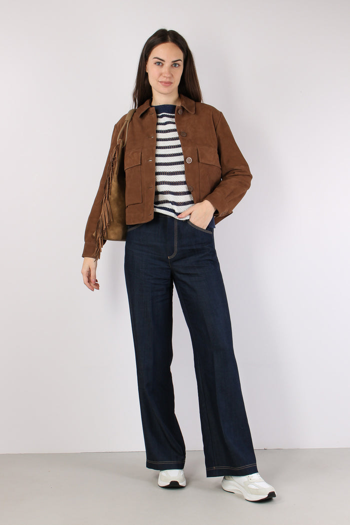 Maglia Traforata Riga Bianco/blu