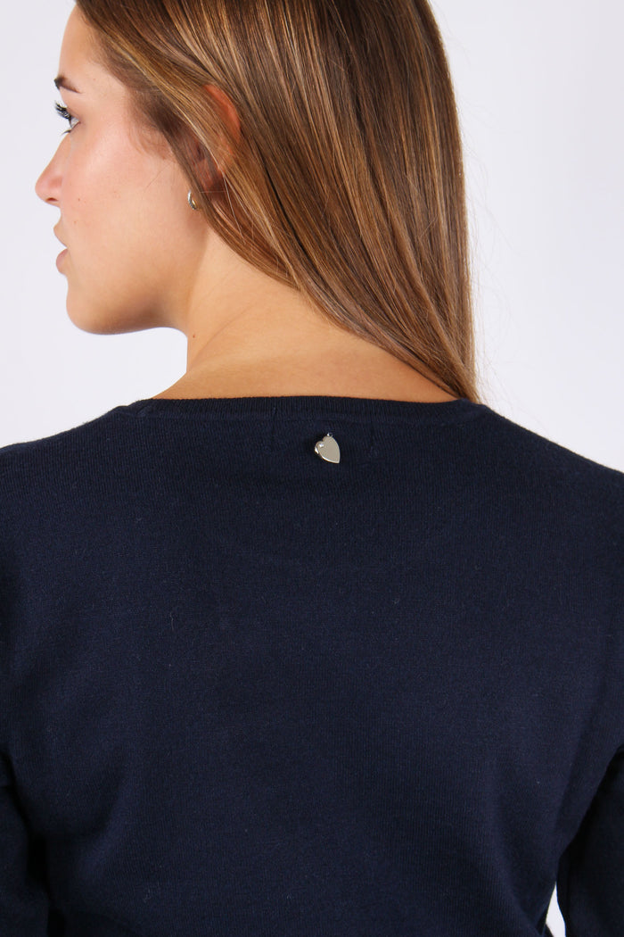 Maglia Girocollo Viscosa Blu-6